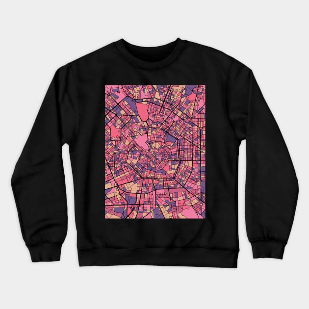 Milan Map Pattern in Purple & Pink Crewneck Sweatshirt by PatternMaps